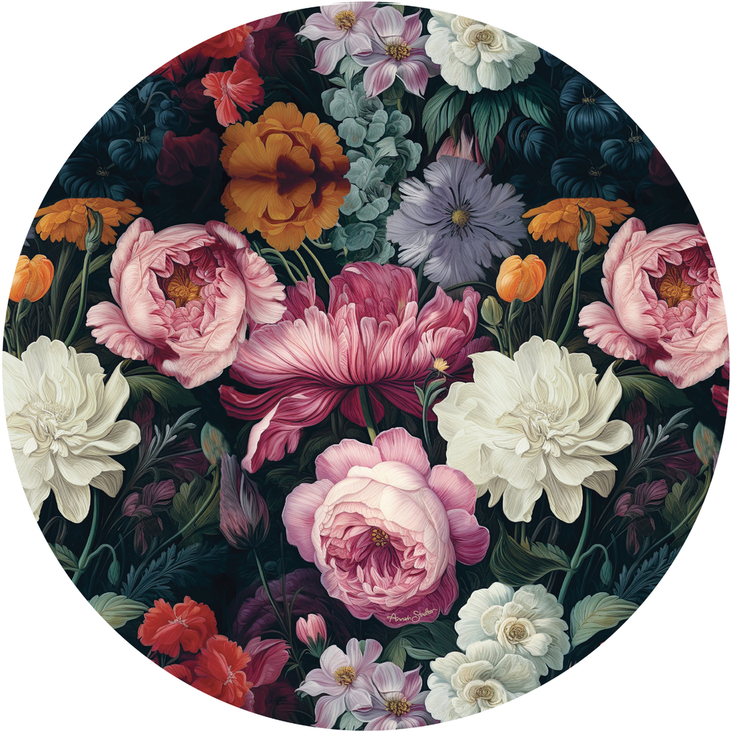 Annah Stretton - Midnight Floral Waltz Circle Mural