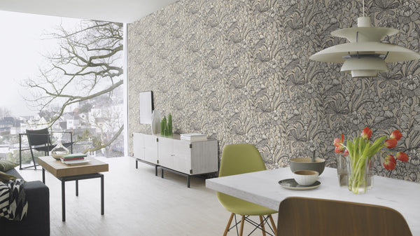 SKETCHED FLORAL TAUPE Wallpaper Pattern No 555332