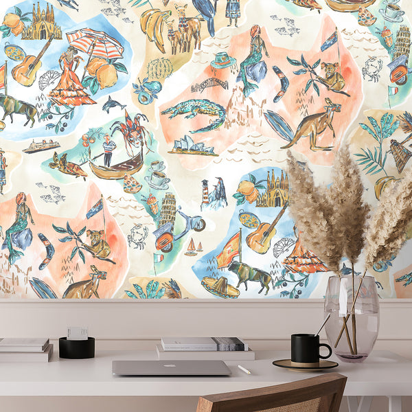 BRAND MCKENZIE Wallpaper Pattern No BMPP004/10B - Travel Map